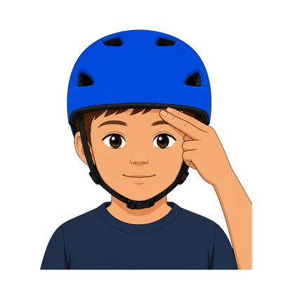 Helmet adjusted for a snug fit around the forehead