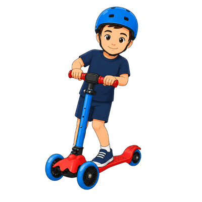 Rider leaning gently to steer the scooter