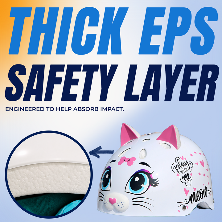 StreetJam Kitty Cat Kids Helmet - 3D Cat Design - EPS protection