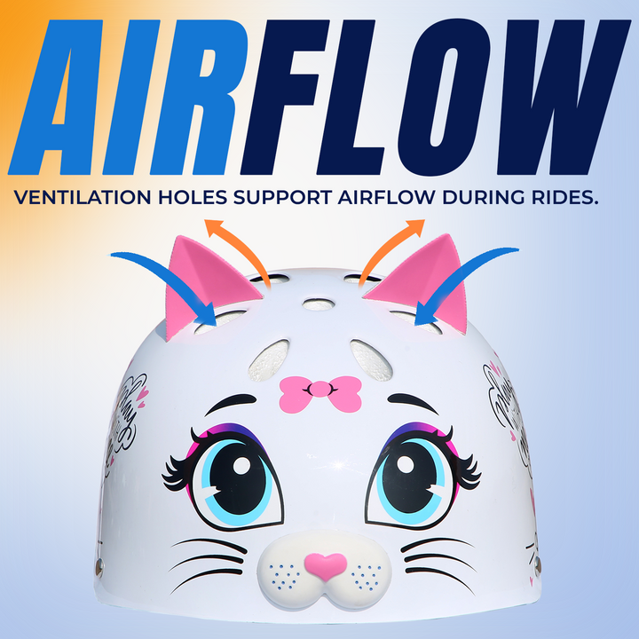 StreetJam Kitty Cat Kids Helmet - 3D Cat Design - airflow