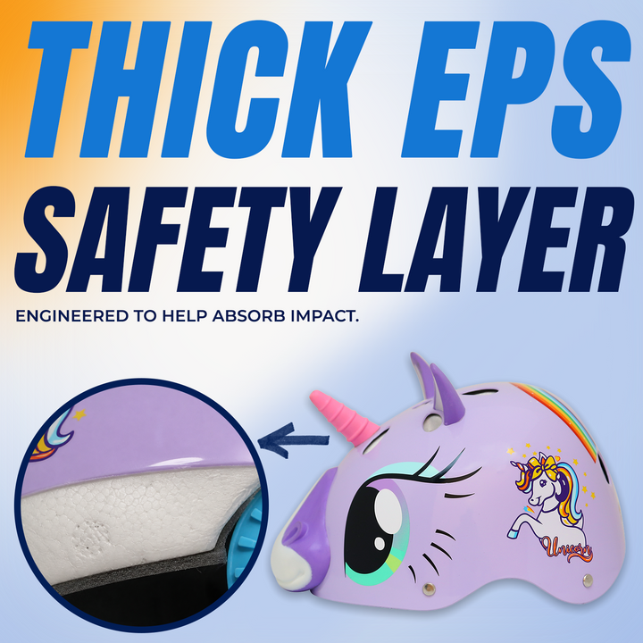 StreetJam Magic Unicorn Kids Helmet - 3D Fantasy Design - EPS protection