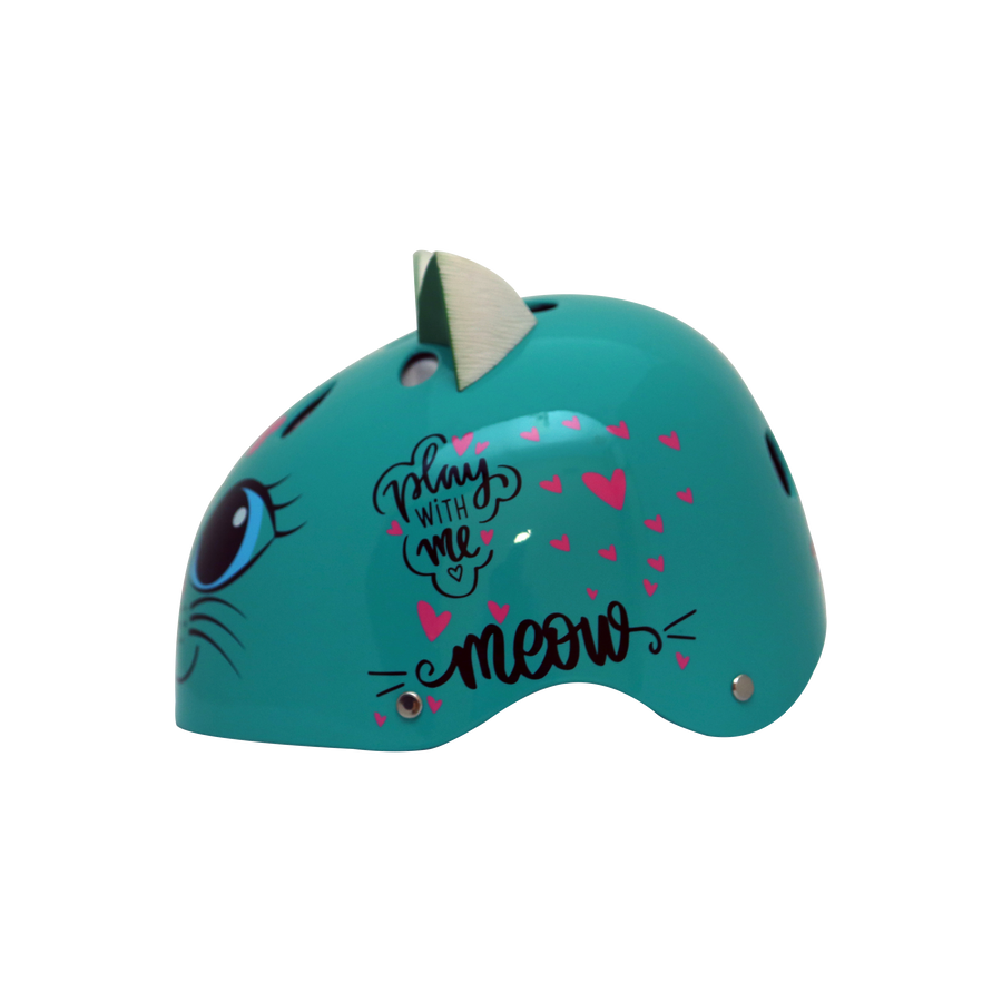 StreetJam Kitty Cat Kids Helmet - 3D Cat Design - Burn Green - view 4