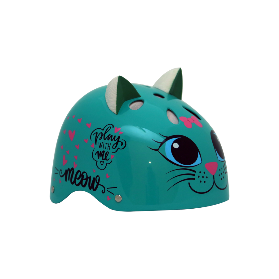 StreetJam Kitty Cat Kids Helmet - 3D Cat Design - Burn Green - view 5