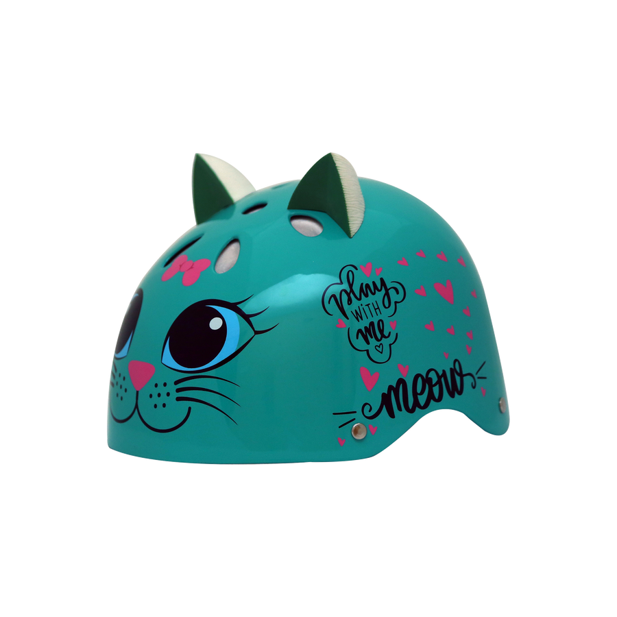 StreetJam Kitty Cat Kids Helmet - 3D Cat Design - Burn Green - view 1