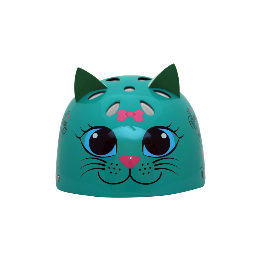 StreetJam Kitty Cat Kids Helmet - 3D Cat Design - Burn Green - view 2