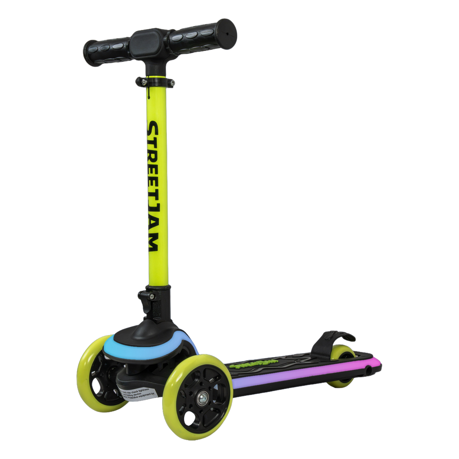 StreetJam Blinkie LED 3-Wheel Kids Scooter - Black/Neon Green - view 1
