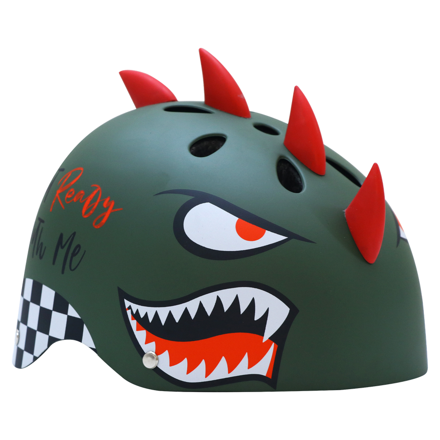 Shark – 3D Kids Helmet - Military Green - view 2