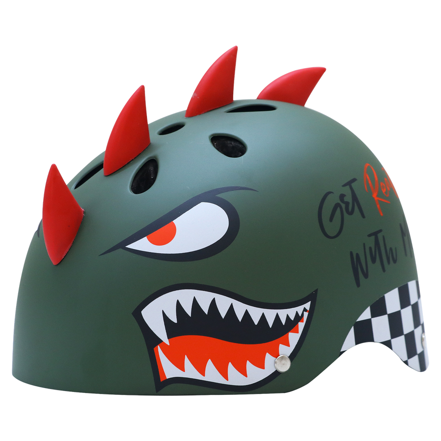 Shark – 3D Kids Helmet - Military Green - view 3