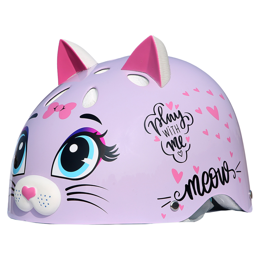 StreetJam Kitty Cat Kids Helmet - 3D Cat Design - Light Purple - view 2