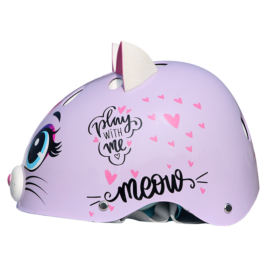 StreetJam Kitty Cat Kids Helmet - 3D Cat Design - Light Purple - view 3