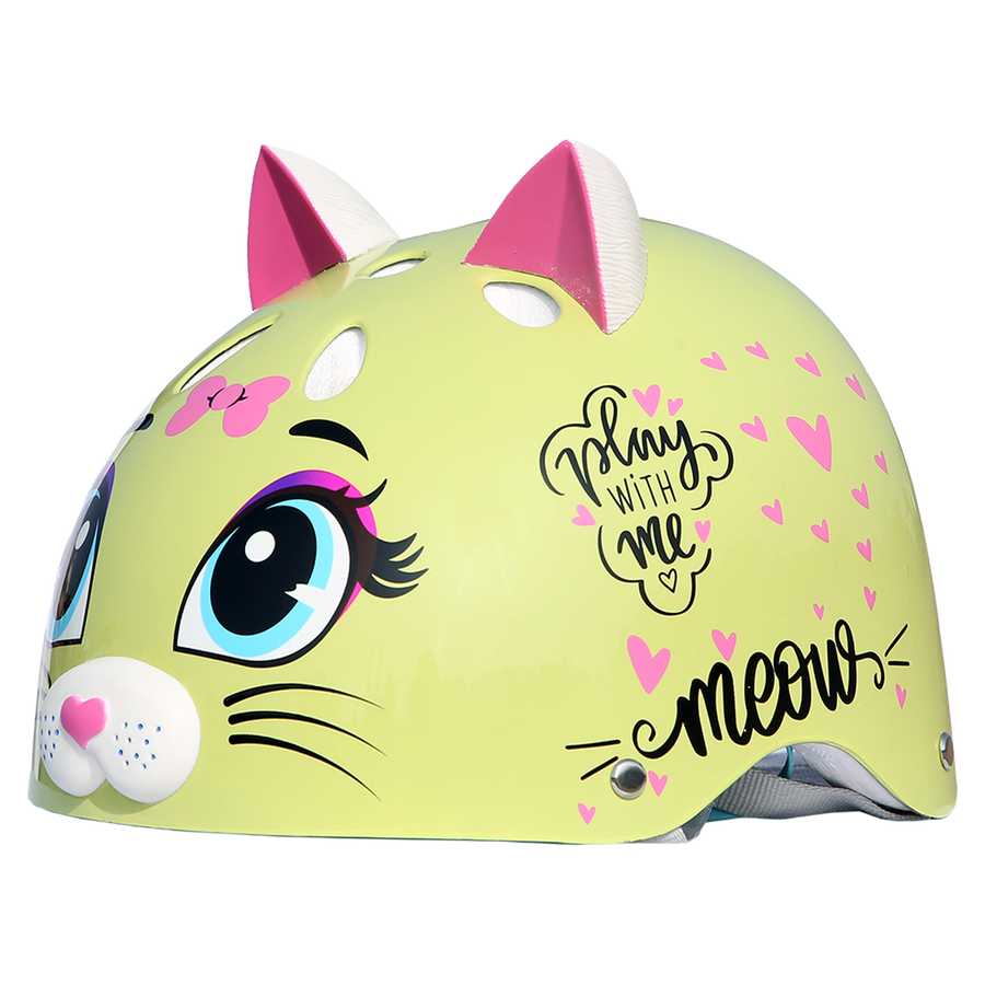 StreetJam Kitty Cat Kids Helmet - 3D Cat Design - Light Green - view 2