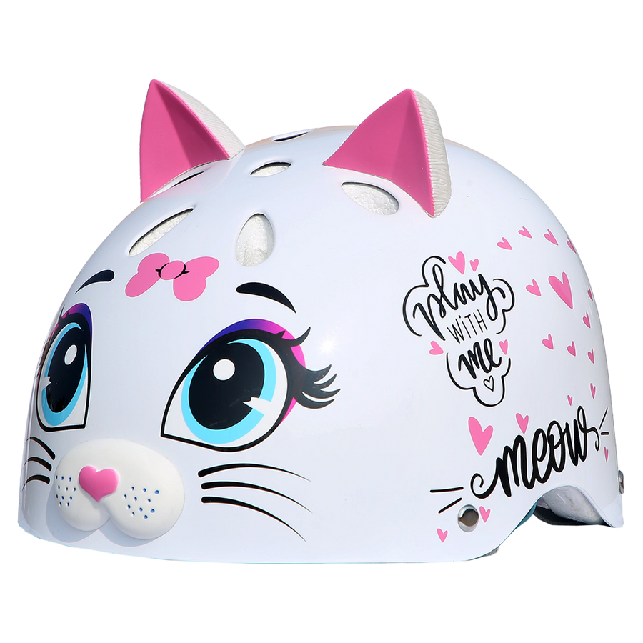 StreetJam Kitty Cat Kids Helmet - 3D Cat Design - White - view 2