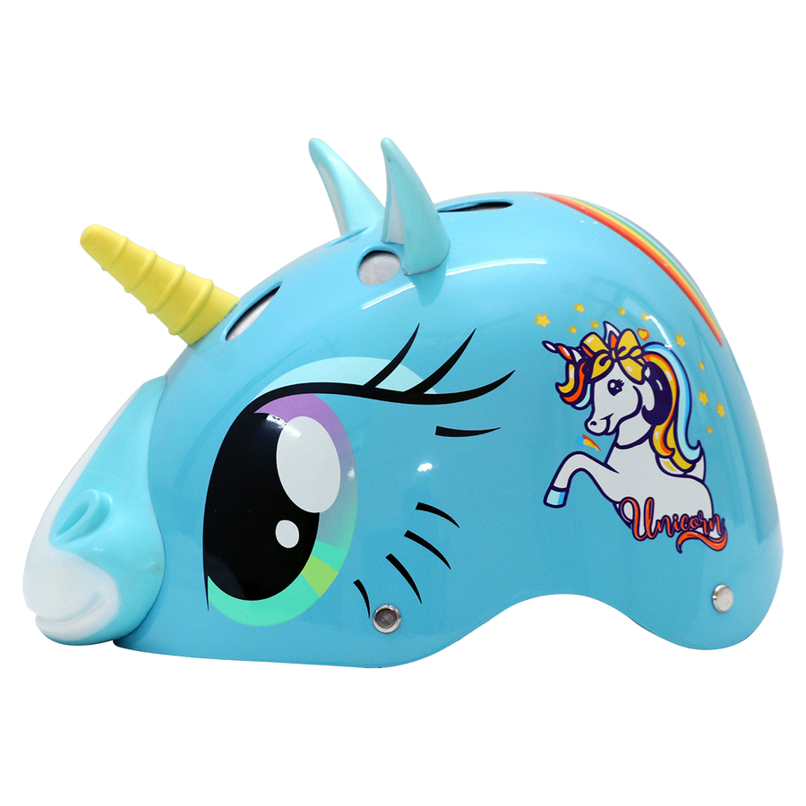 StreetJam Magic Unicorn Kids Helmet - 3D Fantasy Design - Cyan Blue - view 3