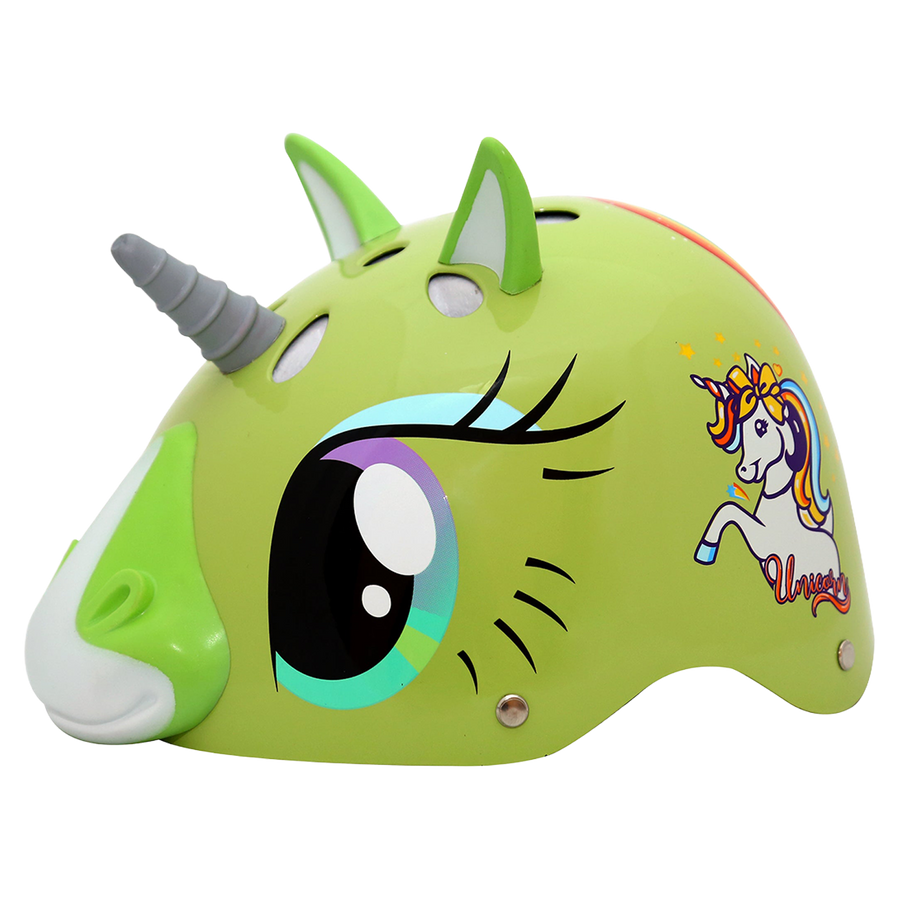 StreetJam Magic Unicorn Kids Helmet - 3D Fantasy Design - Light Green - view 4