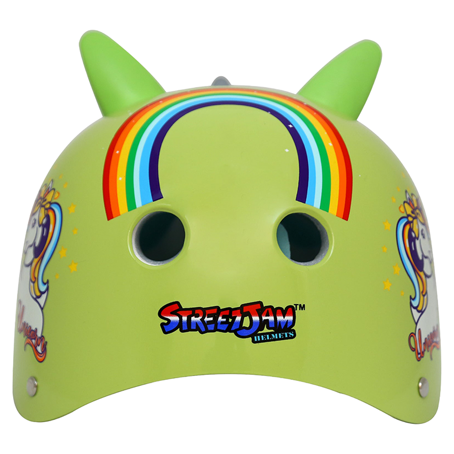 StreetJam Magic Unicorn Kids Helmet - 3D Fantasy Design - Light Green - view 2