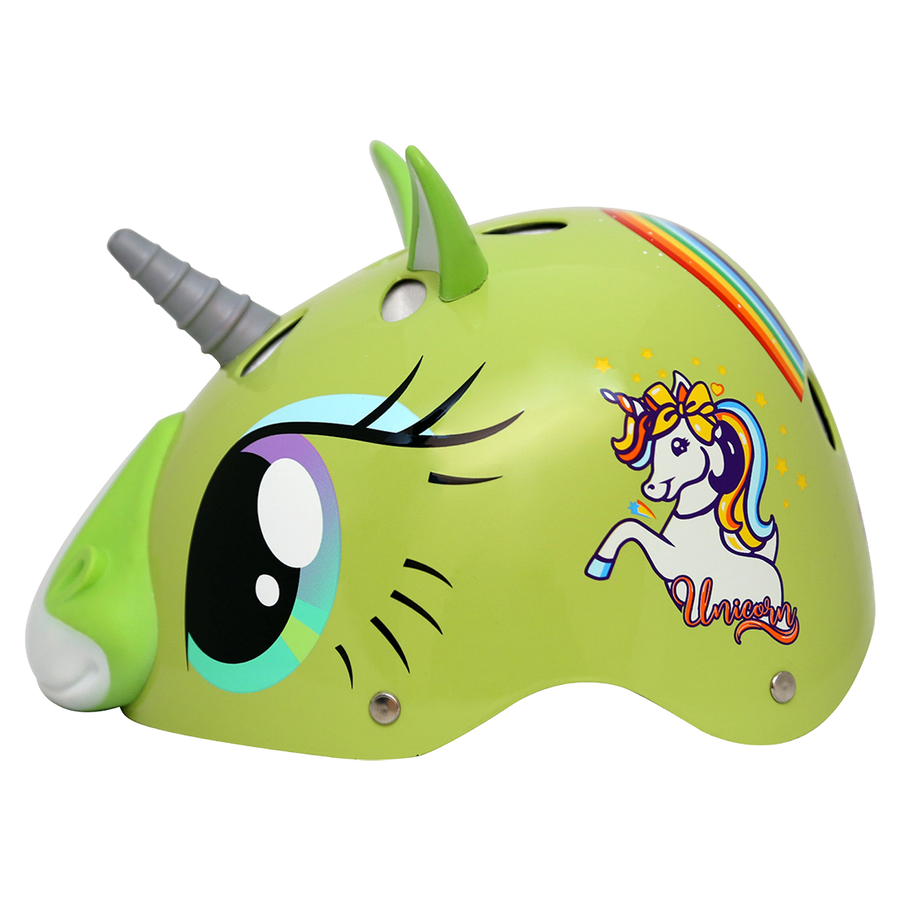 StreetJam Magic Unicorn Kids Helmet - 3D Fantasy Design - Light Green - view 3
