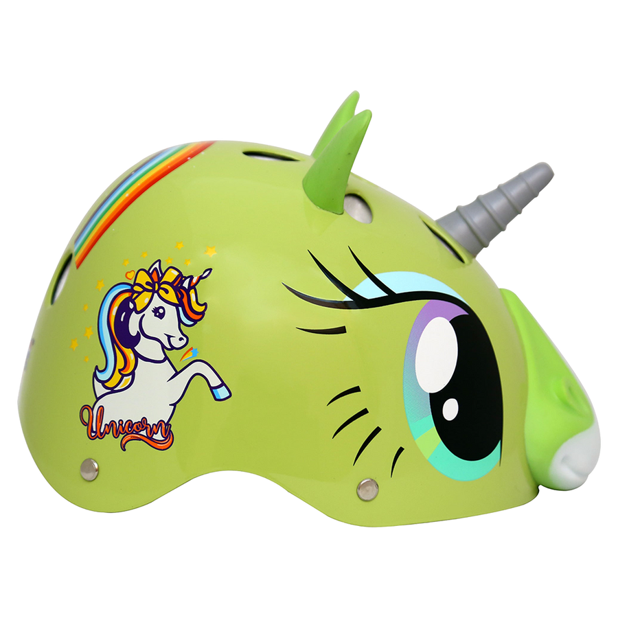 StreetJam Magic Unicorn Kids Helmet - 3D Fantasy Design - Light Green - view 1